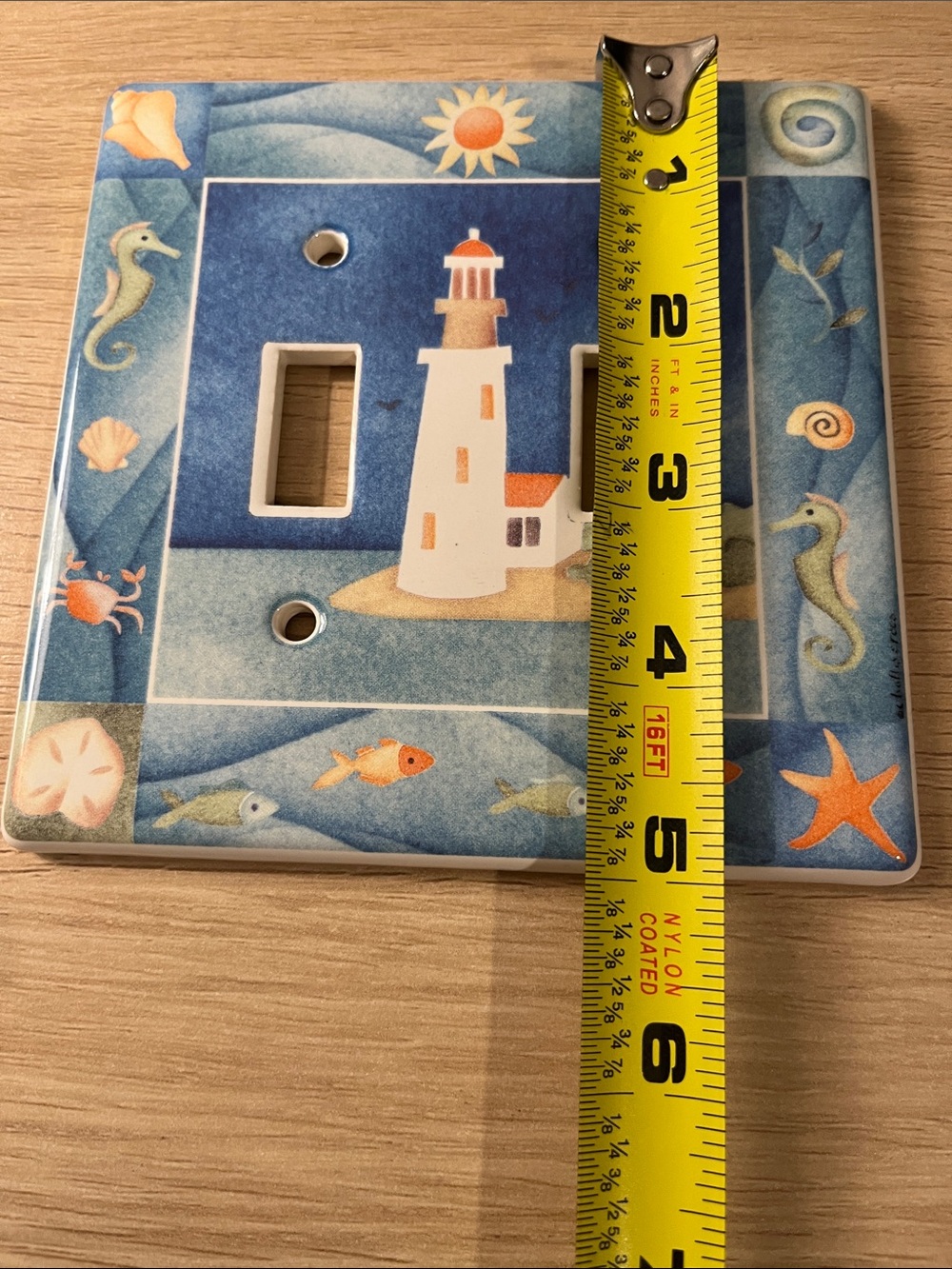 Signed Schaller’s Place Lighthouse Ceramic Double Switch Plate Cover - Picture 7 of 7